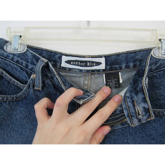 Vintage Anchor Blue Size 5 Denim Shorts 5 Pocket W/ Side Vent Sandblast Cotton - Picture 2 of 4